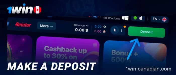 Make a deposit on 1win