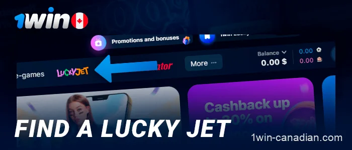Find the Lucky Jet game on 1win