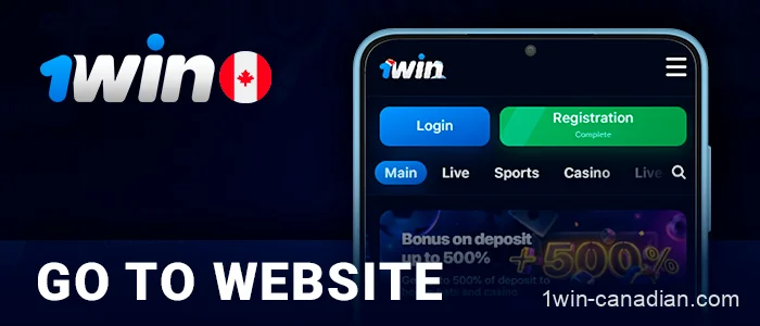 Visit tne 1win website from an Android device