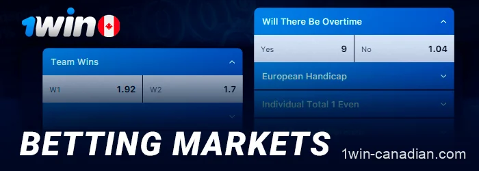 The betting markets available on 1win Canada